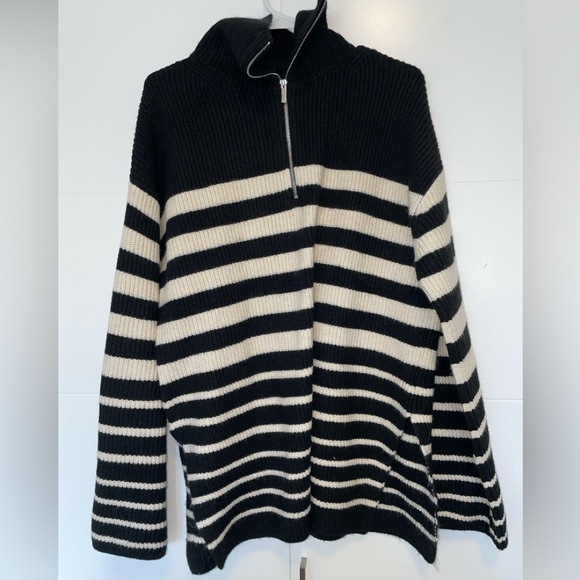 H&M Rib Knit Half-Zip Oversized Sweater - Picture 3 of 4